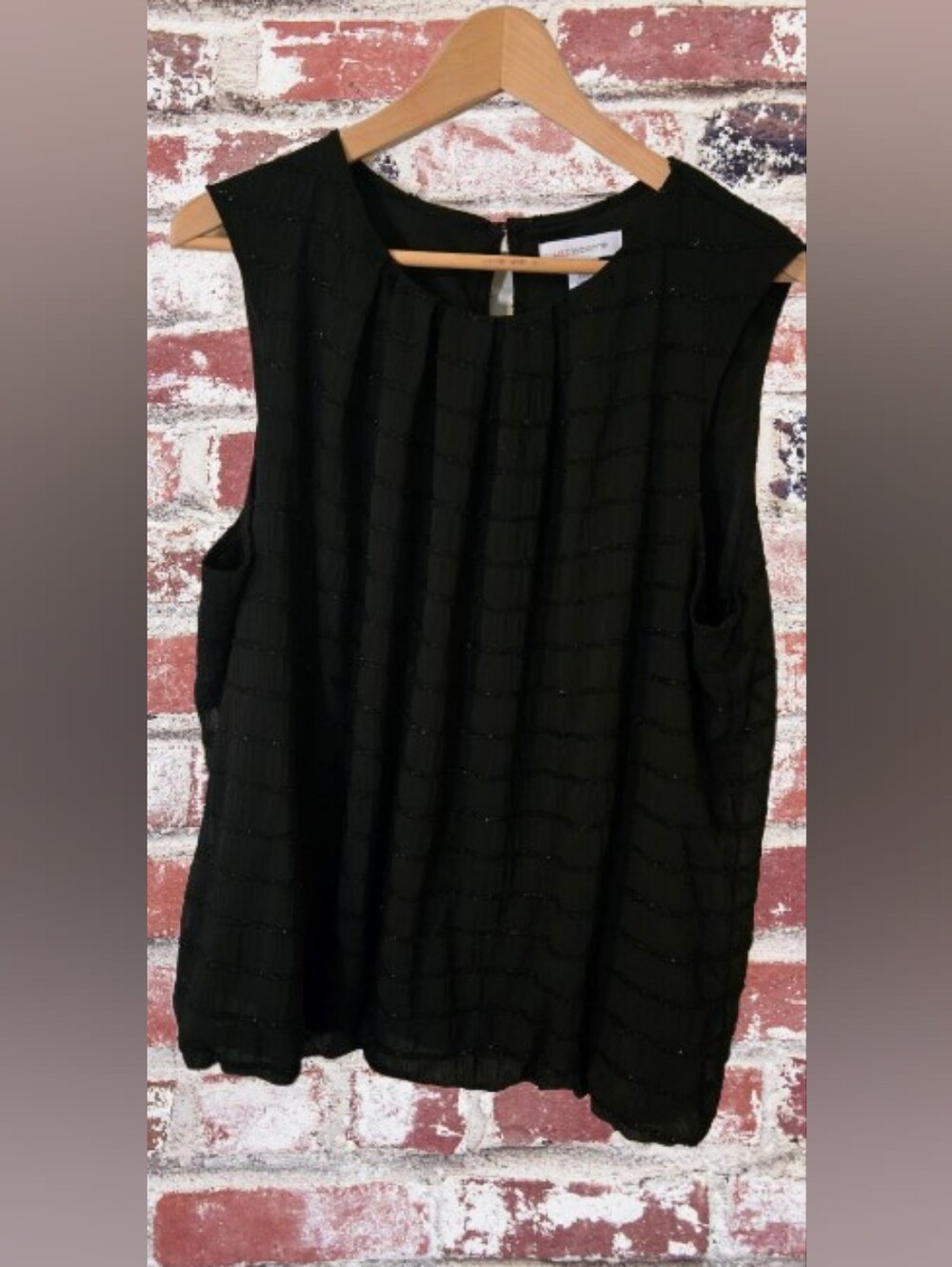 Liz Claiborne Black Sleeveless Textured Tank Top XXL